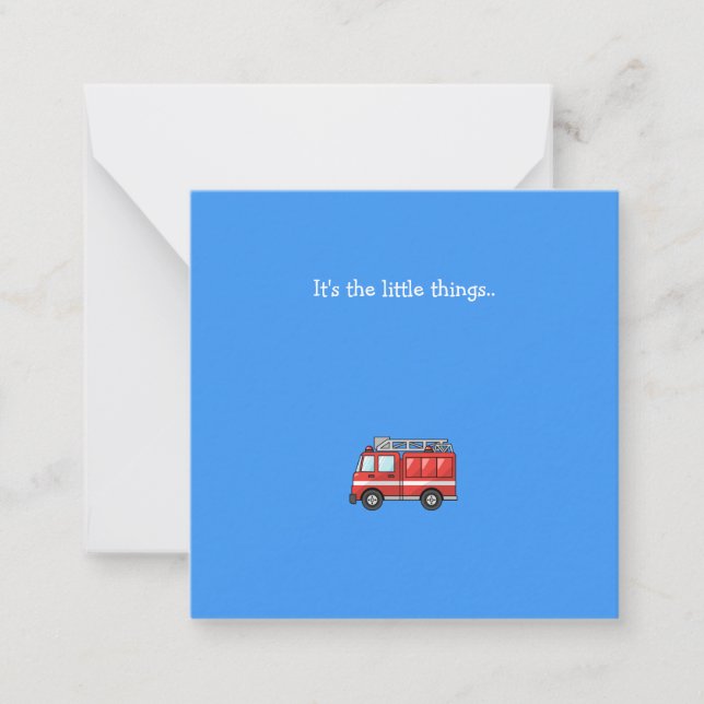 Little Fire Truck Mini Danke Note Card Mitteilungskarte (Vorderseite)