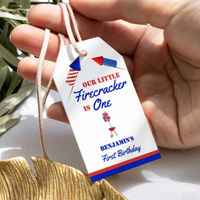 Little Firecracker 1. Geburtstag 4. Juli Geschenkanhänger (Von Creator hochgeladen)