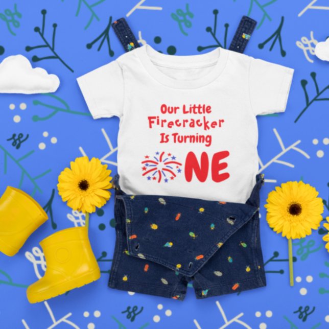 Little Firecracker 1st Birthday Baby T-Shirt (Von Creator hochgeladen)