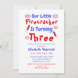 Little Firecracker 3. Geburtstag Einladung