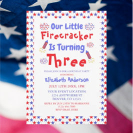 Little Firecracker 3. Geburtstag Einladung