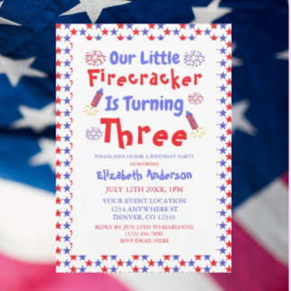 Little Firecracker 3. Geburtstag Einladung