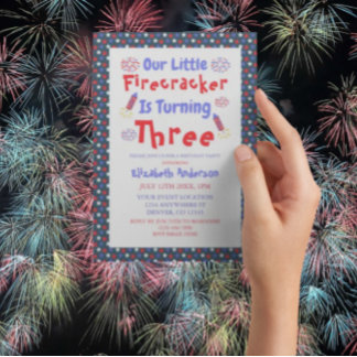 Little Firecracker 3. Geburtstag Einladung