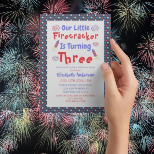 Little Firecracker 3. Geburtstag Einladung (Von Creator hochgeladen)