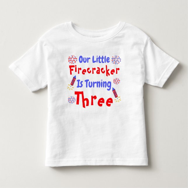 Little Firecracker 3. Geburtstag Kleinkind T-shirt (Vorderseite)