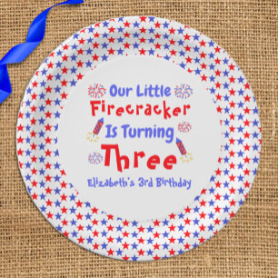 Little Firecracker 3. Geburtstag Pappteller