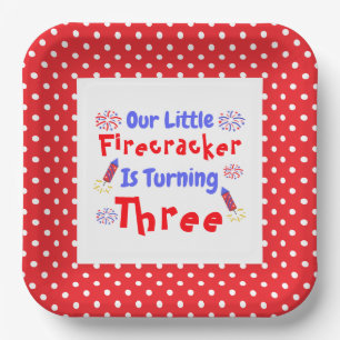 Little Firecracker 3. Geburtstag Pappteller