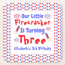 Little Firecracker 3. Geburtstag Rechteckiger Pappuntersetzer