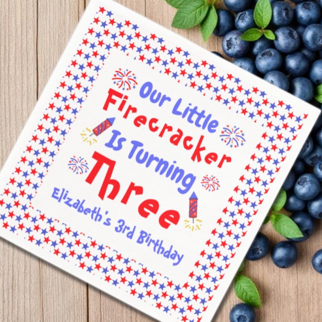 Little Firecracker 3. Geburtstag Serviette (Von Creator hochgeladen)
