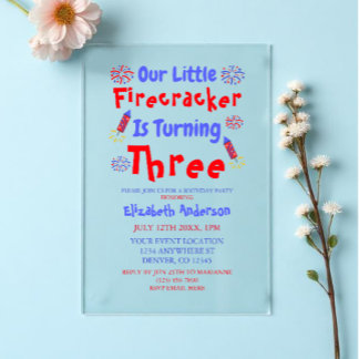 Little Firecracker 3rd Birthday Acryleinladungen