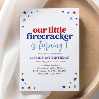 Little Firecracker 4. Juli 1. Geburtstag Einladung