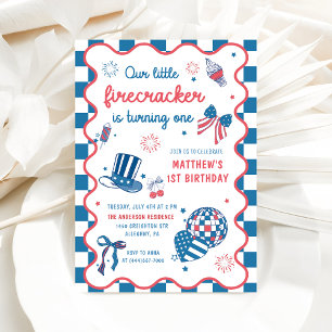 Little Firecracker 4. Juli 1. Geburtstag Einladung