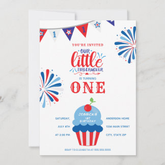Little Firecracker 4. Juli 1. Geburtstag Einladung