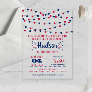 Little Firecracker 4. Juli 1. Geburtstag Party Acryleinladungen