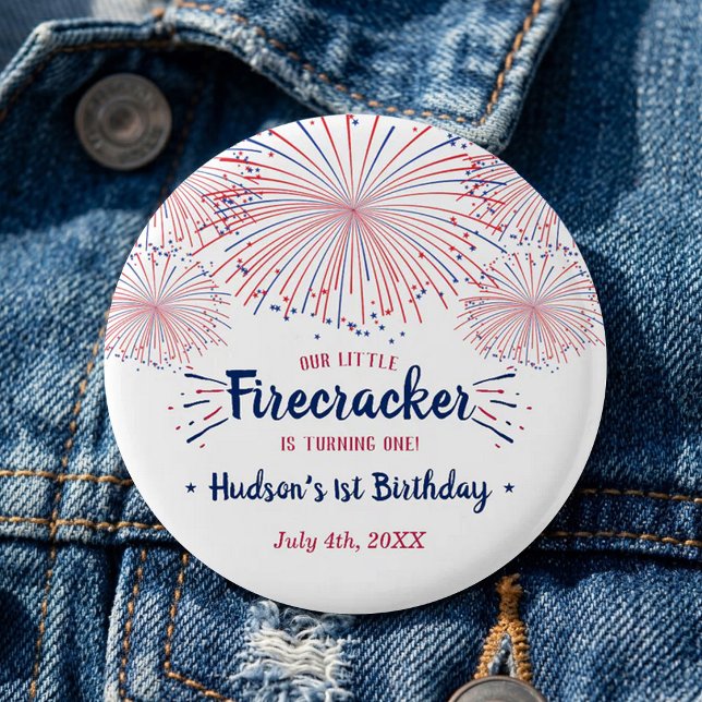 Little Firecracker 4. Juli 1. Geburtstag Party Button (Von Creator hochgeladen)
