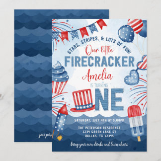 Little Firecracker 4. Juli 1. Geburtstag Party Einladung