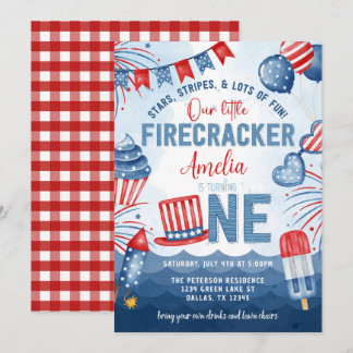 Little Firecracker 4. Juli 1. Geburtstag Party Einladung