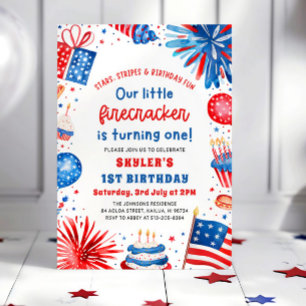 Little Firecracker 4. Juli 1. Geburtstag Party Einladung
