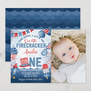 Little Firecracker 4. Juli 1. Geburtstag Party Einladung