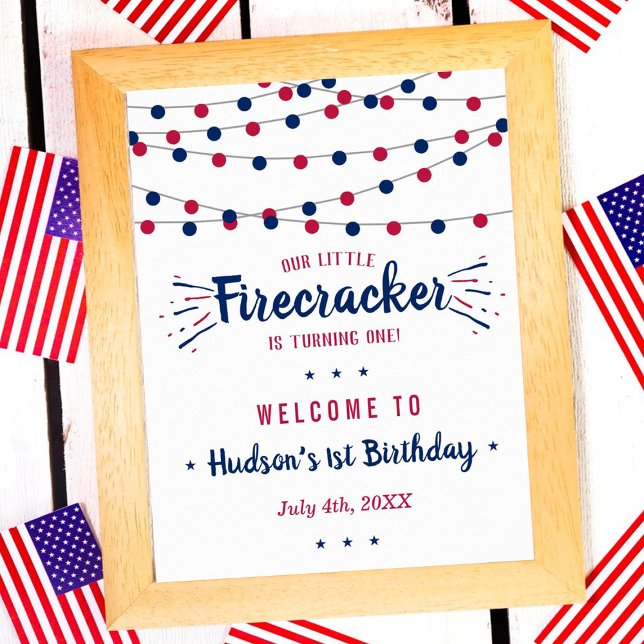 Little Firecracker 4. Juli 1. Geburtstag Poster (Von Creator hochgeladen)