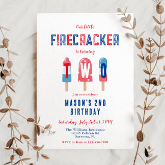 Little Firecracker 4. Juli 2. Geburtstag Einladung
