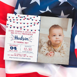 Little Firecracker 4. Juli Foto 1. Geburtstag Einladung