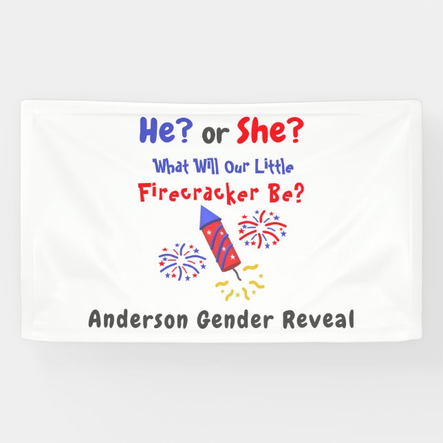Little Firecracker Gender Reveal Banner (Horizontal)