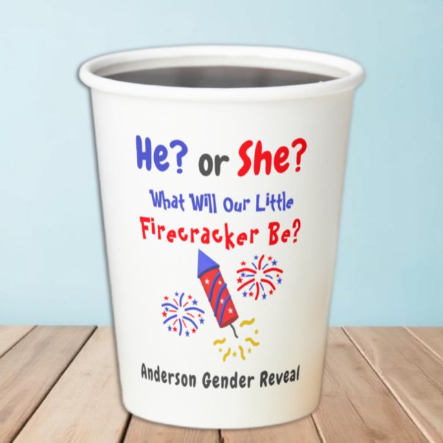 Little Firecracker Gender Reveal Pappbecher (Von Creator hochgeladen)