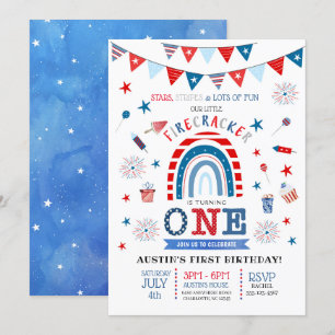 Little Firecracker Red White & Blue Geburtstag Einladung