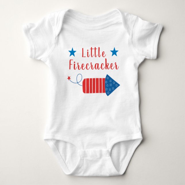 Little Firecracker Stars Streifen Red White Blue Baby Strampler (Vorderseite)