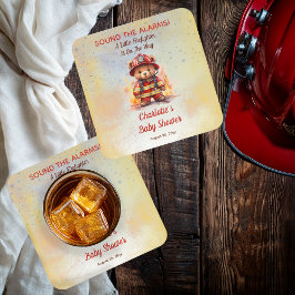 Little Firefighter Teddy Bear Baby Shower Rechteckiger Pappuntersetzer