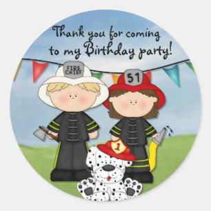 Little Fireman Birthday - Anpassen Runder Aufkleber