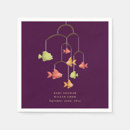 Little Fish Crimson Red Baby Shower Serviette