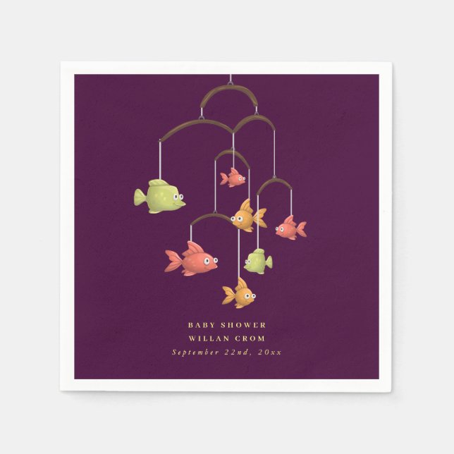 Little Fish Crimson Red Baby Shower Serviette (Vorderseite)