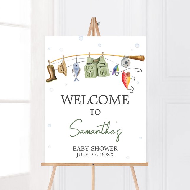 Little Fisherman Baby Dusche Willkommen Poster (Boho Fisherman Baby Shower Welcome Sign)