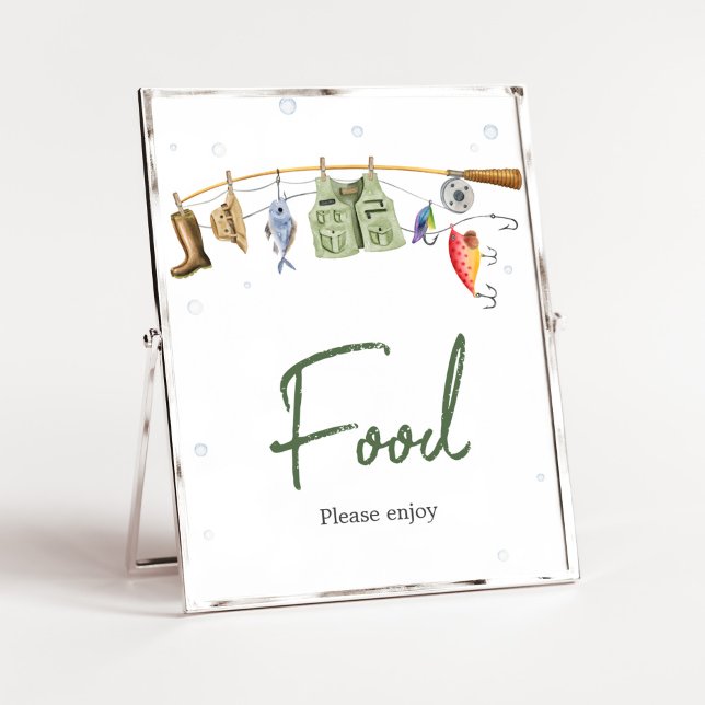 Little Fisherman Baby Shower Food Poster (Boho Fisherman Baby Shower Food Sign)
