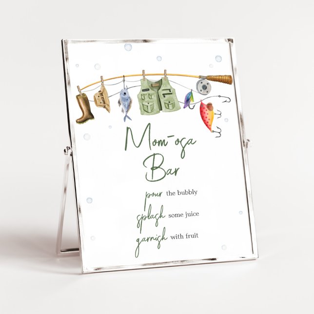Little Fisherman Baby Shower Mama Osa Bar Poster (Boho Fisherman Baby Shower Mom Osa Bar Sign)
