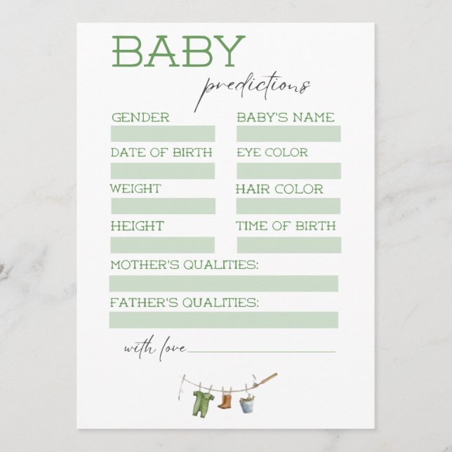 Little Fisherman Baby Shower Predictions Card Einladung (Vorderseite)