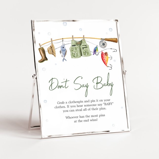 Little Fisherman Baby Shower Say Baby nicht Poster (Boho Fisherman Baby Shower Don't Say Baby Sign)
