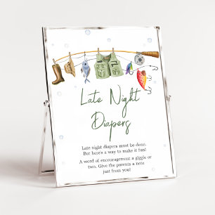 Little Fisherman Baby Shower Spate Night Diapers Poster