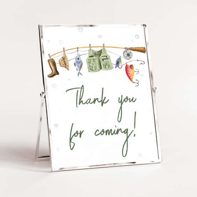 Little Fisherman Baby Shower Vielen Dank für Ihr K Poster (Boho Fisherman Baby Shower Thank you for Coming Sign)