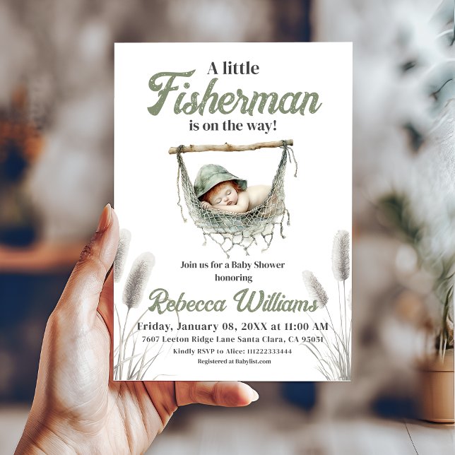 Little Fisherman Boy Fishing Baby Shower Einladung (Von Creator hochgeladen)