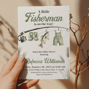 Little Fisherman Clothesline Fishing Baby Shower Einladung