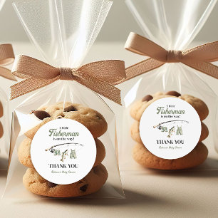 Little Fisherman Clothesline Fishing Baby Shower Runder Aufkleber