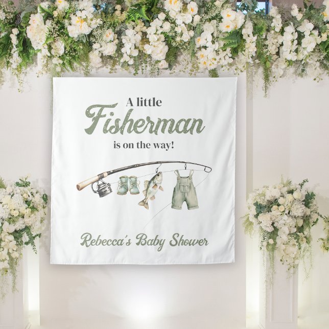 Little Fisherman Clothesline Fishing Baby Shower Wandteppich (Von Creator hochgeladen)