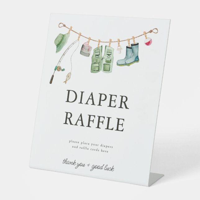 Little Fisherman Diaper Raffle Baby Duschzeichen Sockelschild (Vorderseite)