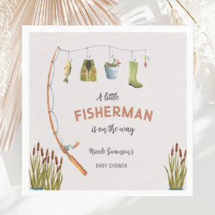 Little Fisherman Fishing Baby Shower Einladung Serviette