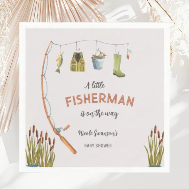 Little Fisherman Fishing Baby Shower Einladung Serviette (Von Creator hochgeladen)