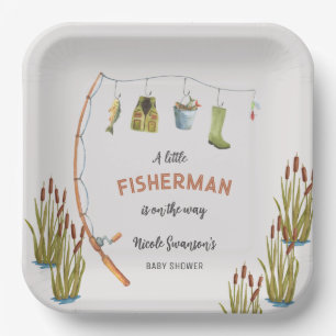 Little Fisherman Fishing Baby Shower Paper Teller