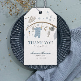 Little Fisherman Fishing Boy Baby Shower Thank You Geschenkanhänger